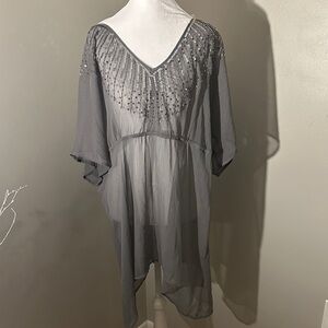 Lane Bryant Charcoal Sheer Tunic, Sz 18/20